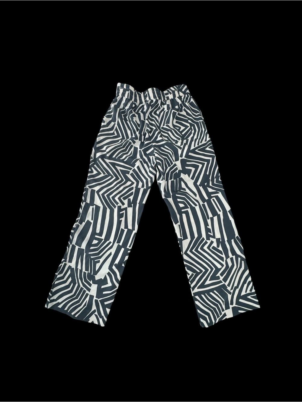 LOFT Gray & White Wide Leg Geometric Print Pants